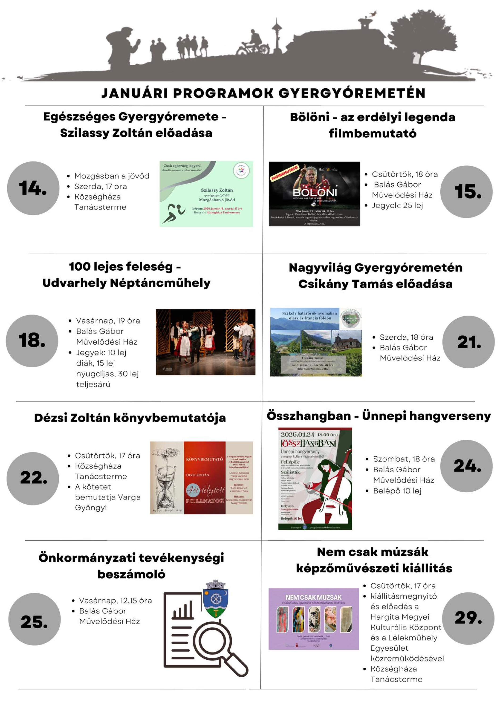 Januári programok Gyergyóremeté