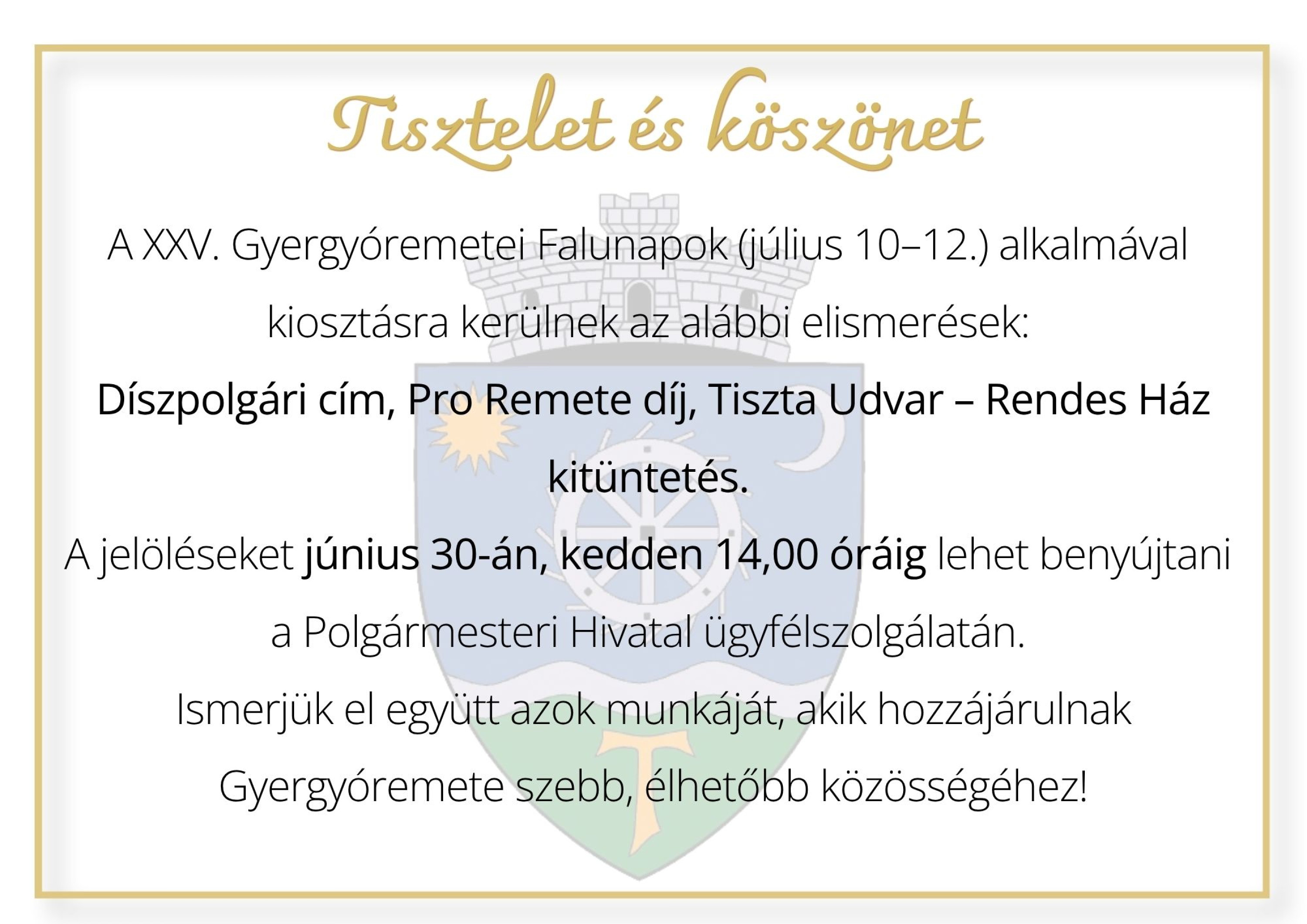 Tisztelet és köszönet