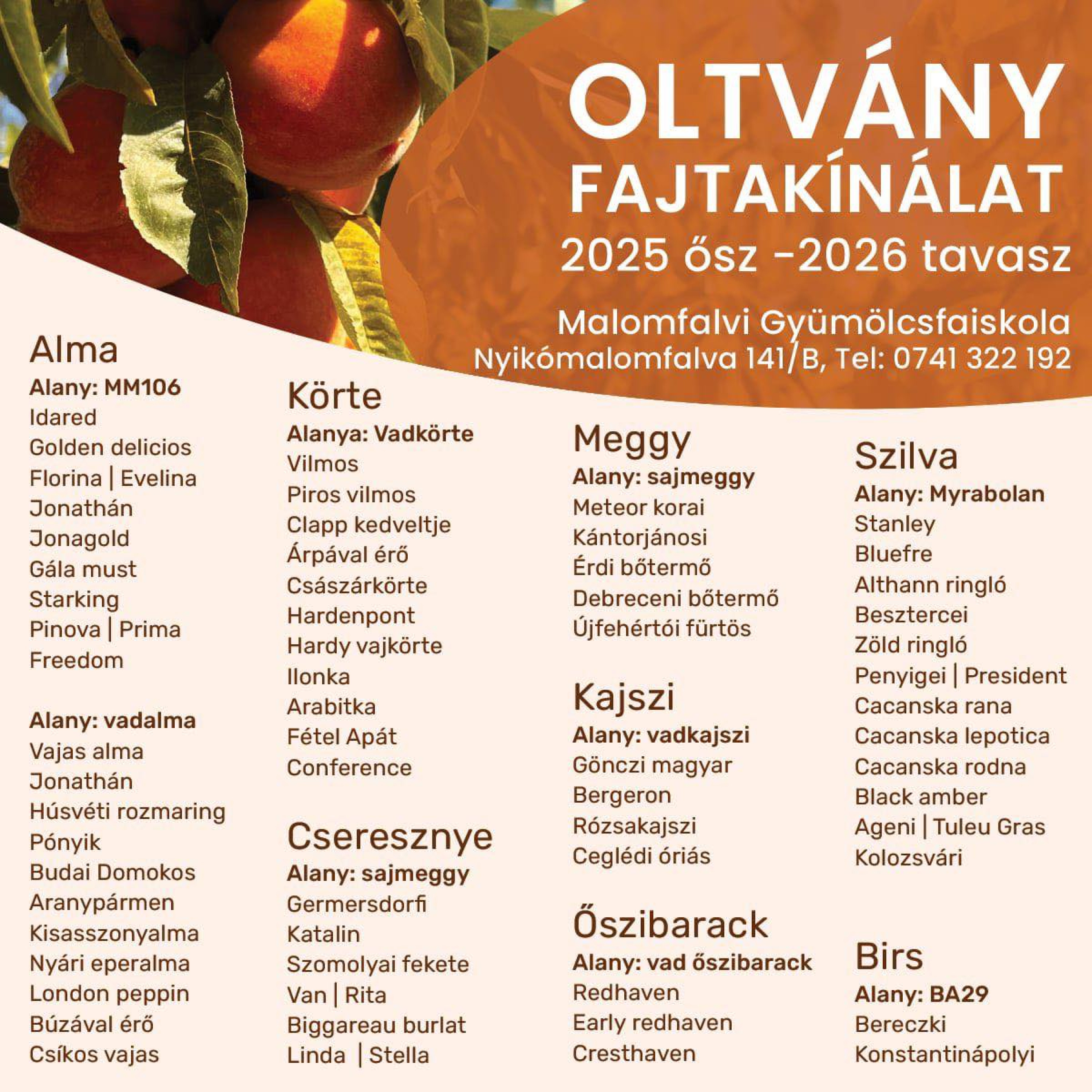 Gyümölcsfa vásárlási lehetőség