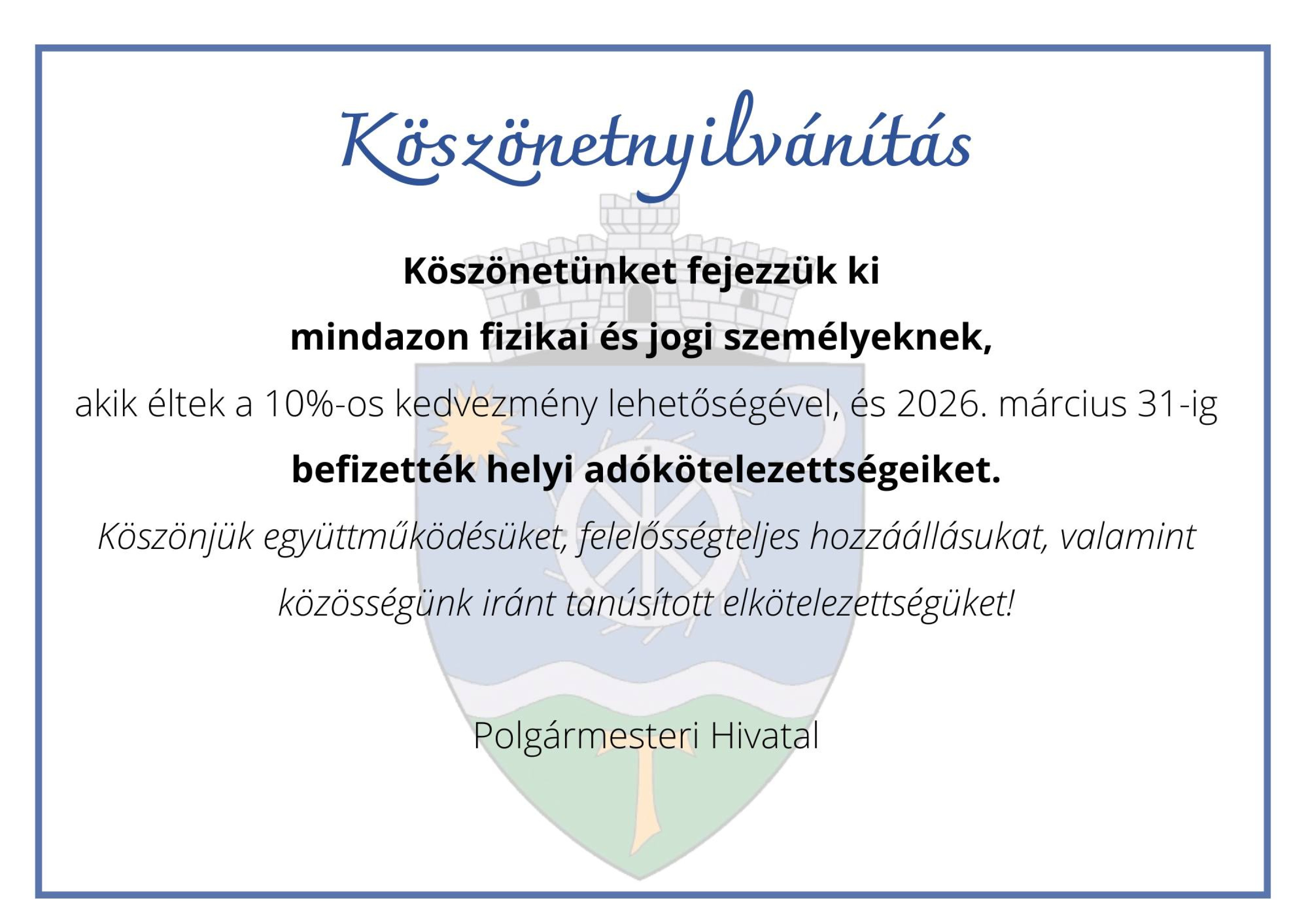 Köszönetnyilvánítás