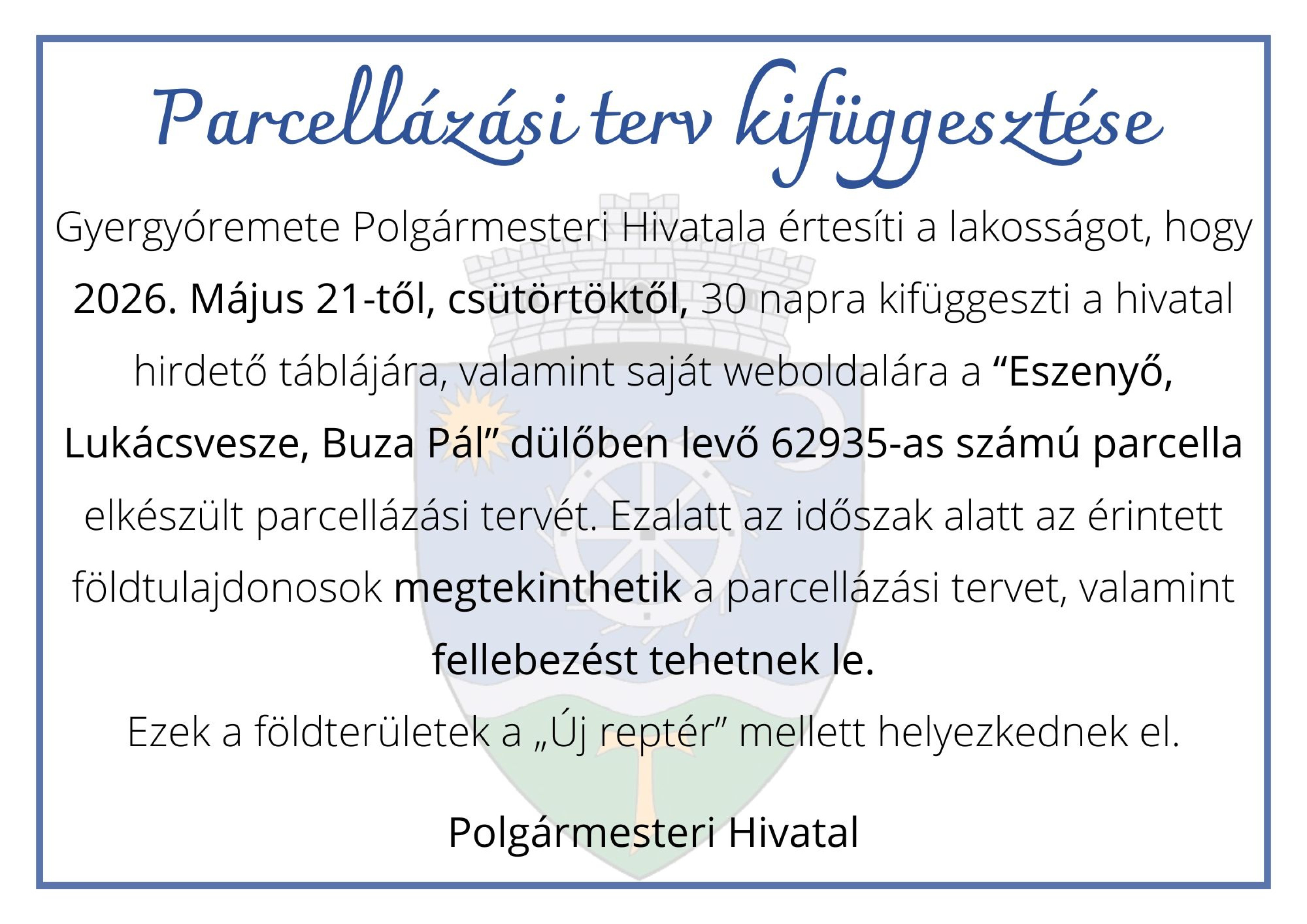 Parcellázási terv