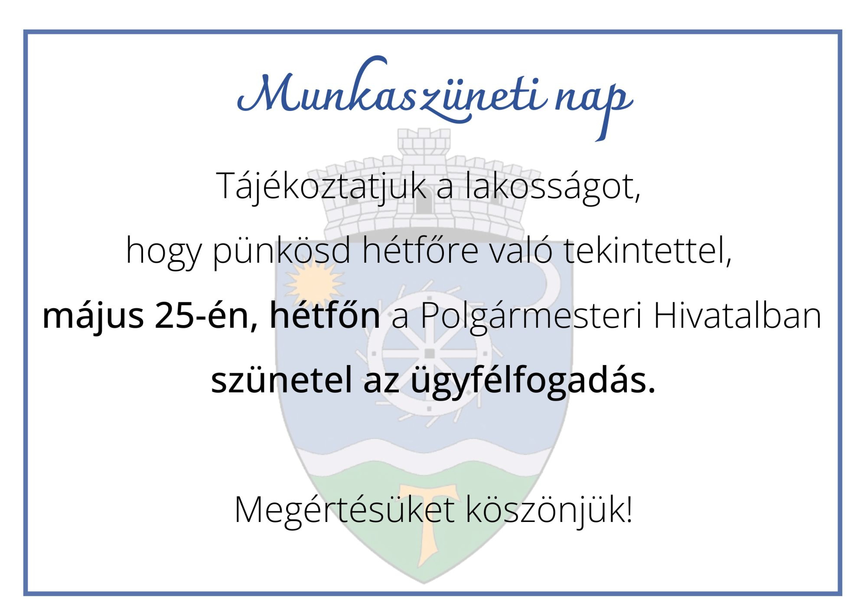 Munkaszüneti nap - Pünkösd hétfő