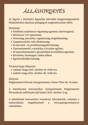 Álláshirdetés - 2021. 10. 11.