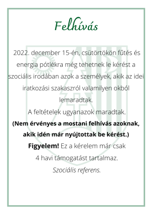 Idei, utolsó alkalommal igényelhető fűtéspótlék