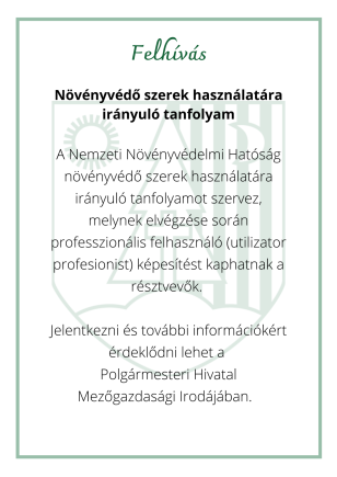 Növényvédő szerek használatára irányuló tanfolyam