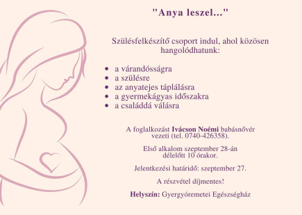 Szülésfelkészítő csoportba várják a várandós anyukákat