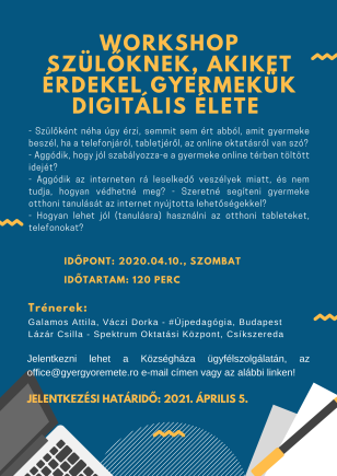 Workshop szülőknek, akiket érdekel gyermekük digitális élete