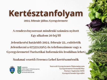 Idén is Kertésztanfolyam Gyergyóremetén